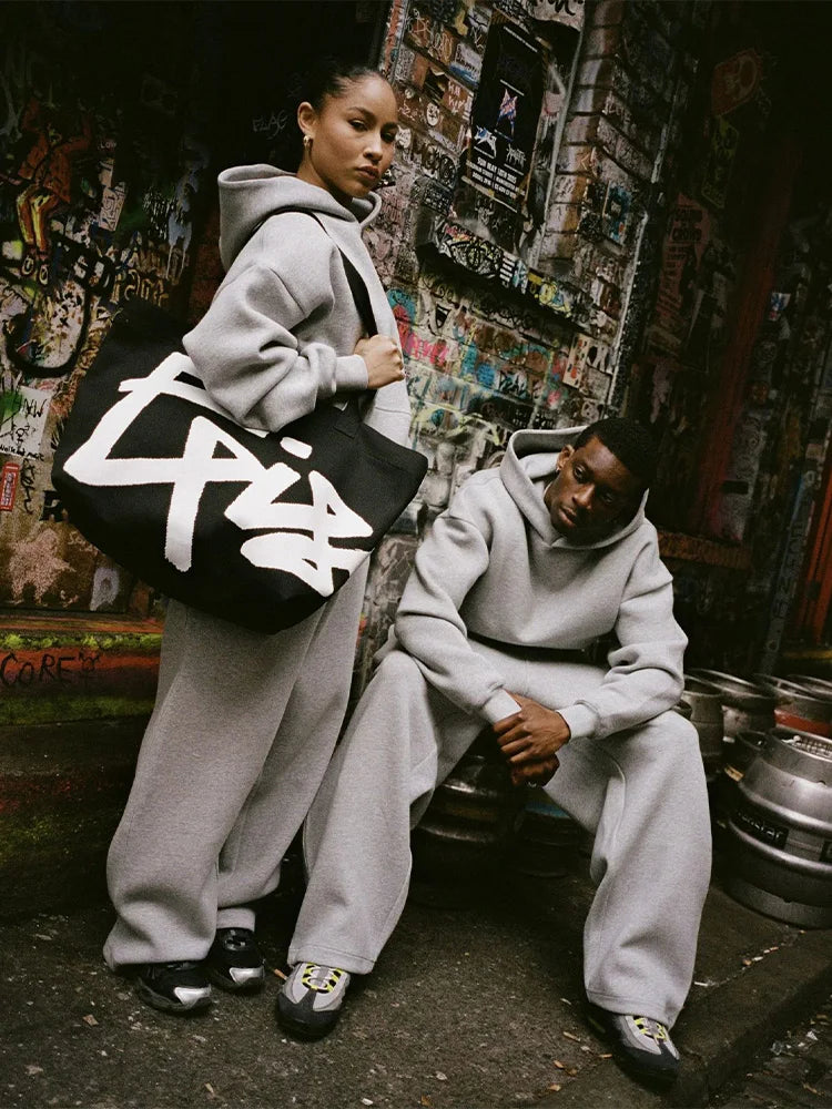 2025 Trendy High Street Retro Casual Streetwear Bărbați Sport Costum Y2K Harajuku Brodat Hanorac bărbați Hip-hop Pantaloni de trening lejeri