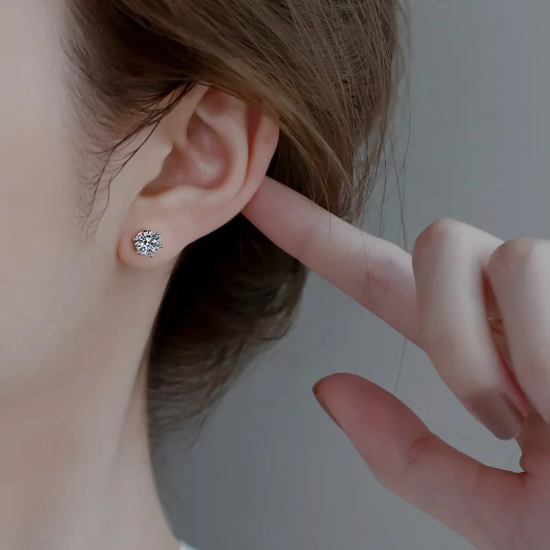 Cercei cu moissanit de 2 ct și 8 mm pentru femei, cercei cu diamant cultivat în laborator, argint 925, bijuterii fine, cadou