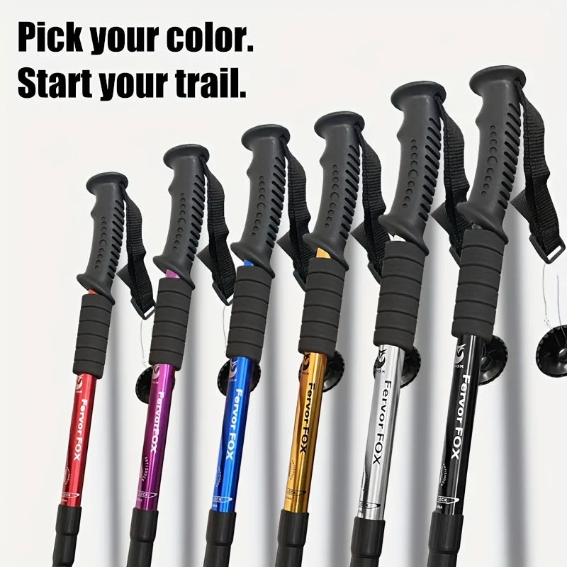 Lightweight outdoor trekking pole with four adjustable height and anti slip grip, essential for hiking