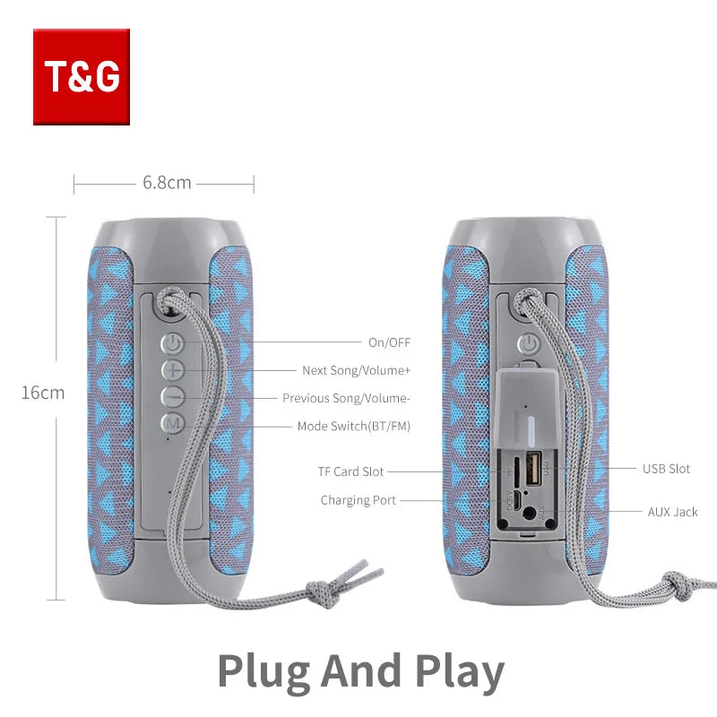 Difuzor Bluetooth T&amp;G TG117 portabil TWS cutie de sunet difuzor impermeabil difuzor stereo surround exterior suport radio FM TF