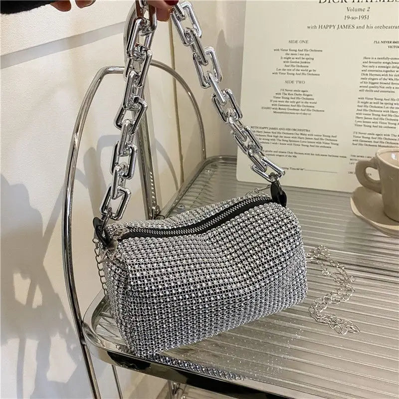 Allover Rhinestone Bucket Bag, Glitter Chain Prom Purse, Women's Mini Crossbody Bag (6.3*3.54) Inch - 𝐝𝐮𝐯𝐥𝐚𝐬𝐡𝐨𝐩.𝐜𝐨𝐦