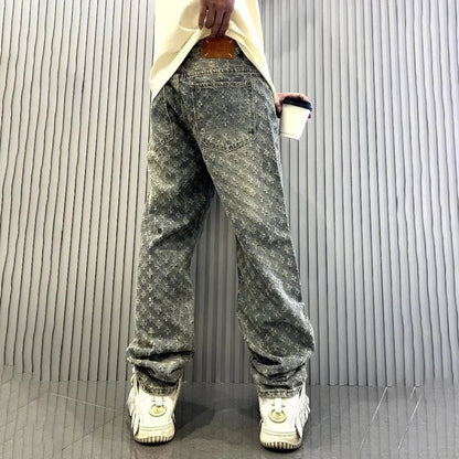American Ins Street Clothing Retro Embroidered Printed Trousers Fashion Brand Jacquard Design Men's Y2K Wide Legs Hip Hop Jeans - 𝐃𝐔𝐕𝐋𝐀𝐒𝐇𝐎𝐏