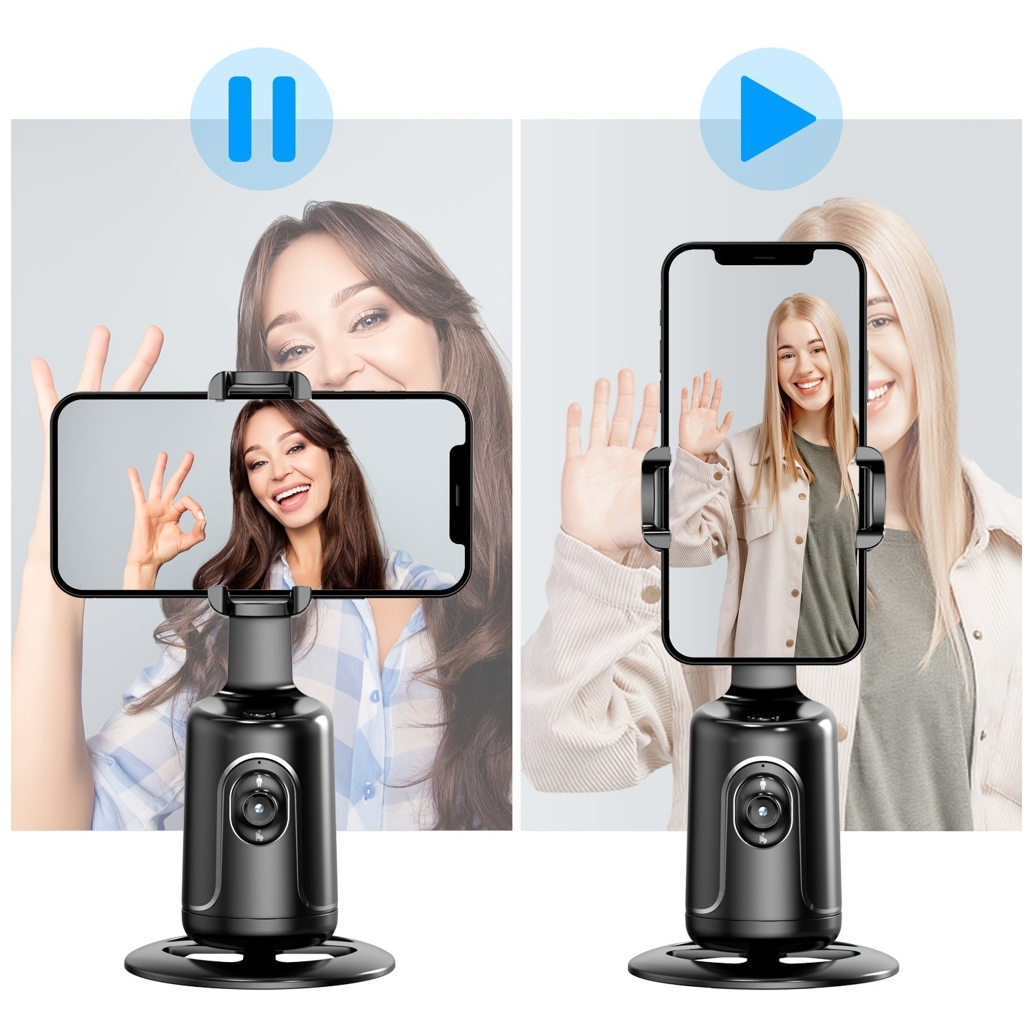Auto Face Tracking Tripod, No App Required, 360° Rotation Face Body Phone Mount Smart Shooting Phone Tracking Holder for Vlog Live Streaming Video, Rechargeable Battery, Black - 𝐝𝐮𝐯𝐥𝐚𝐬𝐡𝐨𝐩.𝐜𝐨𝐦