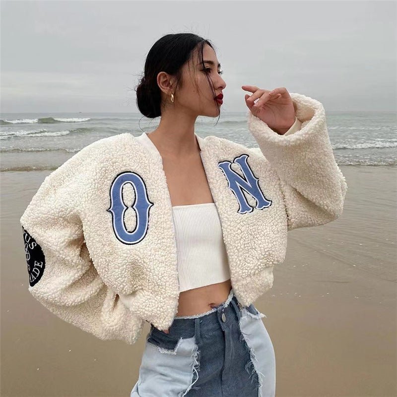 Autumn and Winter New Women's Fashion Letter Embroidery Slim Warm Jacket Coat - 𝐃𝐔𝐕𝐋𝐀𝐒𝐇𝐎𝐏