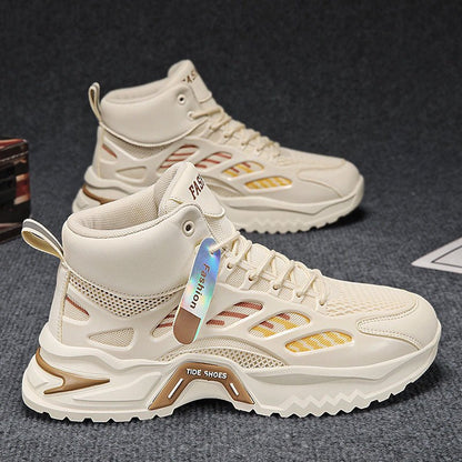Autumn men's new breathable high top shoes, men's trendy and versatile thick soled mesh sports shoes, casual dad shoes for men - 𝐝𝐮𝐯𝐥𝐚𝐬𝐡𝐨𝐩.𝐜𝐨𝐦
