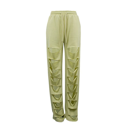 Autumn New High Waist Pants with Broken Holes Casual Loose Tight Waist Wide Leg Pants - 𝐝𝐮𝐯𝐥𝐚𝐬𝐡𝐨𝐩.𝐜𝐨𝐦