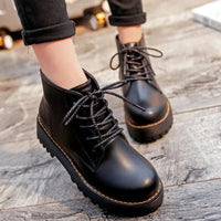 Autumn Winter Women Ankle Boots Platform Lace Up Casual Shoes Woman Retro Oxfords Female Waterproof Goth Thick Boots Footwe - 𝐃𝐔𝐕𝐋𝐀𝐒𝐇𝐎𝐏