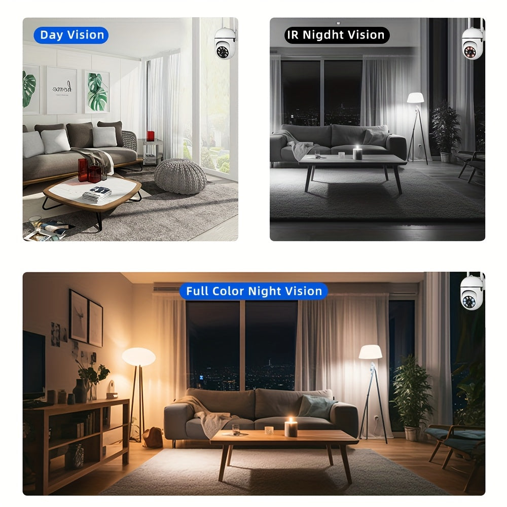 1pc JOOAN Smart Security Camera, Supports 1080P High Definition, 360° Panoramic View, Wireless Wifi, Dual Audio, PTZ (Pan/Tilt/Zoom), Night Vision, Motion Recording - Suitable for Indoor/Outdoor Use