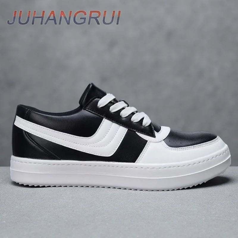 Baskets pour hommes chaussures de planche confortables et respirantes bout rond semelle épaisse talon plat à lacets chaussures en cuir décontractées confortables chaussures de sport - 𝐝𝐮𝐯𝐥𝐚𝐬𝐡𝐨𝐩.𝐜𝐨𝐦