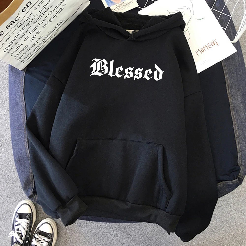Blessed Creativity Printed Hoodies Women Street Style Hip Hop Hoody Autumn Loose Fleece Clothing Comfortable Pullover Sweatshirt - 𝐃𝐔𝐕𝐋𝐀𝐒𝐇𝐎𝐏