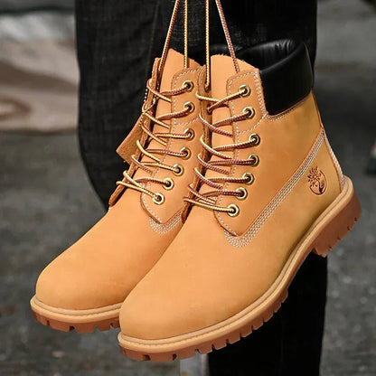 Boots Men High Top Boots High Quality Women Leather Shoes Fashion Outdoor Sneakers Men Lace Up Non - Slip Ankle Boots for Couple - 𝐃𝐔𝐕𝐋𝐀𝐒𝐇𝐎𝐏