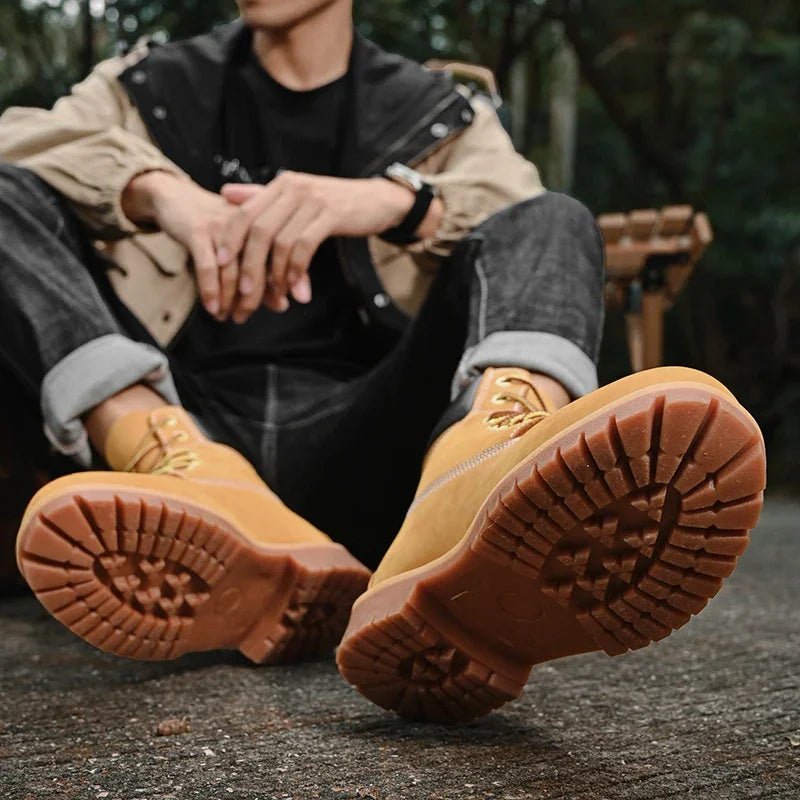 Boots Men High Top Boots High Quality Women Leather Shoes Fashion Outdoor Sneakers Men Lace Up Non - Slip Ankle Boots for Couple - 𝐃𝐔𝐕𝐋𝐀𝐒𝐇𝐎𝐏