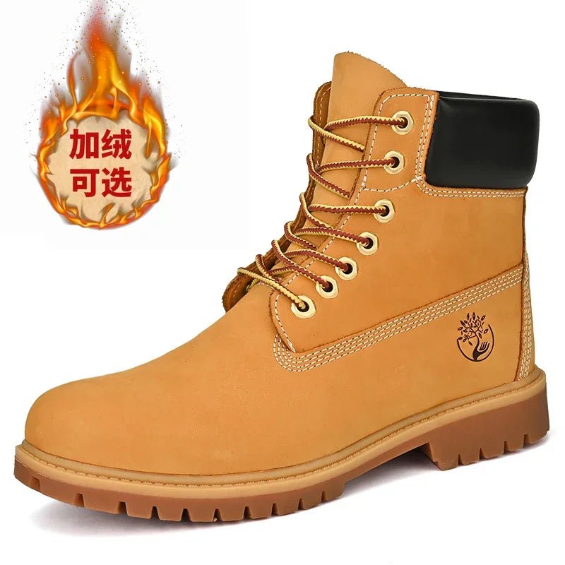 Boots Men High Top Boots High Quality Women Leather Shoes Fashion Outdoor Sneakers Men Lace Up Non - Slip Ankle Boots for Couple - 𝐃𝐔𝐕𝐋𝐀𝐒𝐇𝐎𝐏