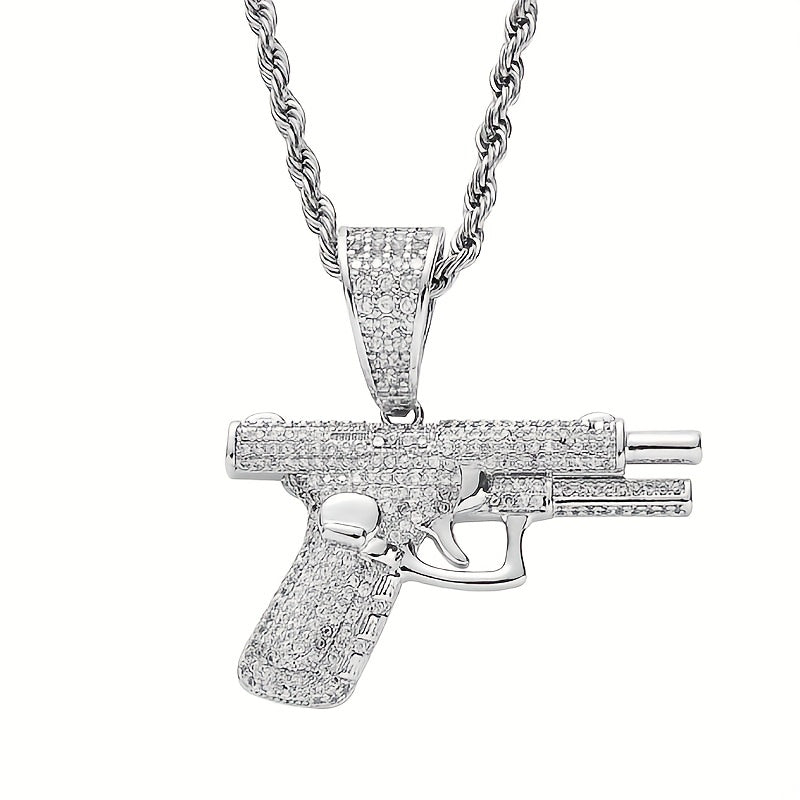1 buc hip-hop trend zircon pistol pandantiv colier pentru bărbați și femei stradă rap bijuterii accesorii