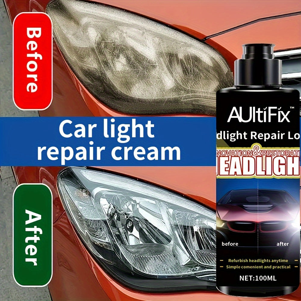 AULTIFIX Car Headlight Repair Cream, 100ml, Anti-Oxidation & Scratch Repair, PVC Plastic Polish, Universal Fit for Car Light Maintenance & Care