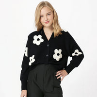 Cardigans for Women Sweater Floral Single Breasted V - Neck Chic Casual Knitted Coat Fashion Long Sleeve Female Cardigan - 𝐃𝐔𝐕𝐋𝐀𝐒𝐇𝐎𝐏