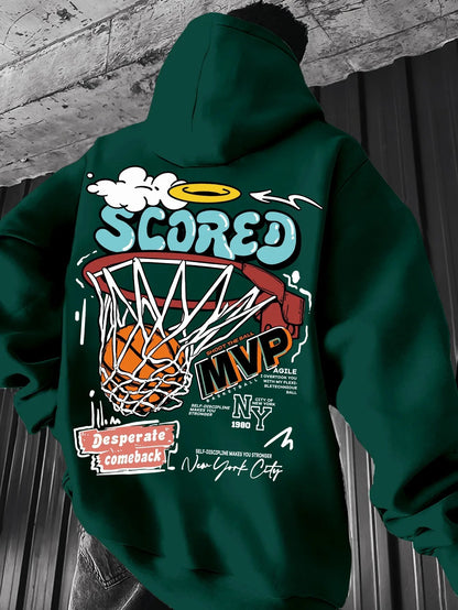 Casual MVP Basketball Graphic Hoodie for Men - Knitted Fabric Regular Fit with Slight Stretch - 𝐃𝐔𝐕𝐋𝐀𝐒𝐇𝐎𝐏