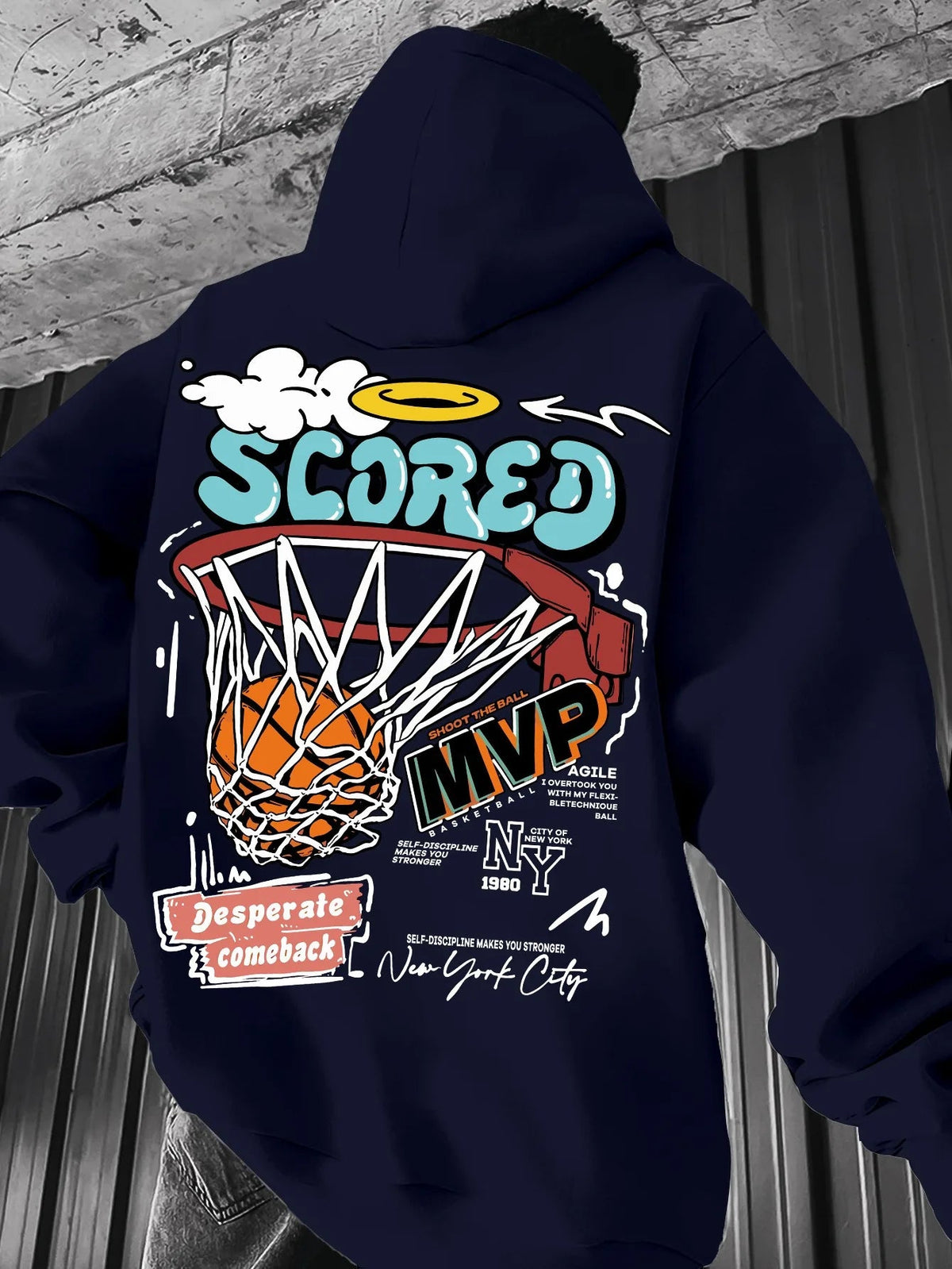 Casual MVP Basketball Graphic Hoodie for Men - Knitted Fabric Regular Fit with Slight Stretch - 𝐃𝐔𝐕𝐋𝐀𝐒𝐇𝐎𝐏