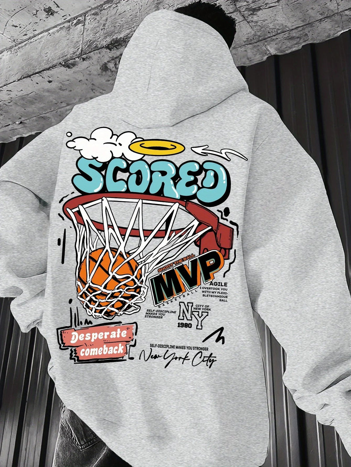 Casual MVP Basketball Graphic Hoodie for Men - Knitted Fabric Regular Fit with Slight Stretch - 𝐃𝐔𝐕𝐋𝐀𝐒𝐇𝐎𝐏