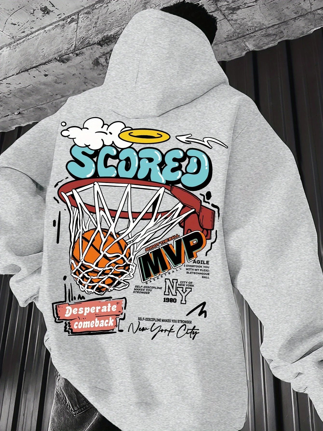 Casual MVP Basketball Graphic Hoodie for Men - Knitted Fabric Regular Fit with Slight Stretch - 𝐃𝐔𝐕𝐋𝐀𝐒𝐇𝐎𝐏