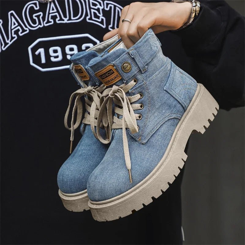 Cowboy boots new autumn thick soled Martin boots fashionable retro washed high top big toe shoes for men - 𝐝𝐮𝐯𝐥𝐚𝐬𝐡𝐨𝐩.𝐜𝐨𝐦