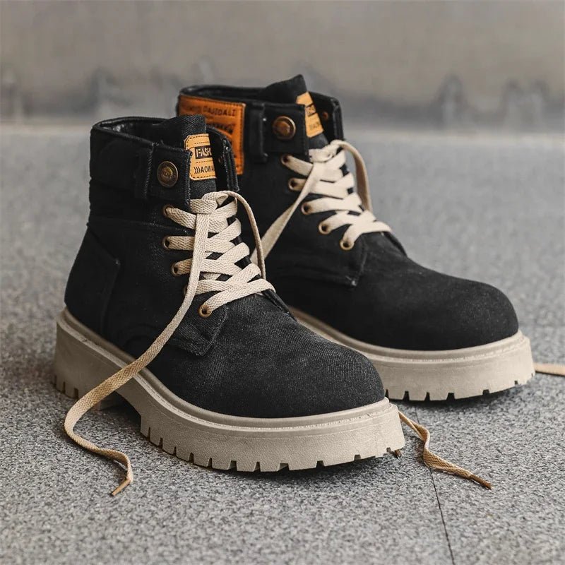Cowboy boots new autumn thick soled Martin boots fashionable retro washed high top big toe shoes for men - 𝐝𝐮𝐯𝐥𝐚𝐬𝐡𝐨𝐩.𝐜𝐨𝐦