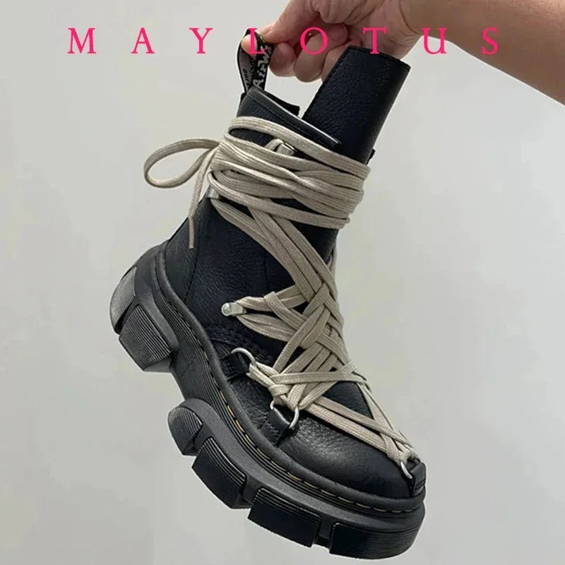 Cross Strap High - Top Boots for Men Side Zippers Outdoor Booties Male Shoes Unisex Luxury Handmade Novelty Shoes New in Boots s - 𝐃𝐔𝐕𝐋𝐀𝐒𝐇𝐎𝐏