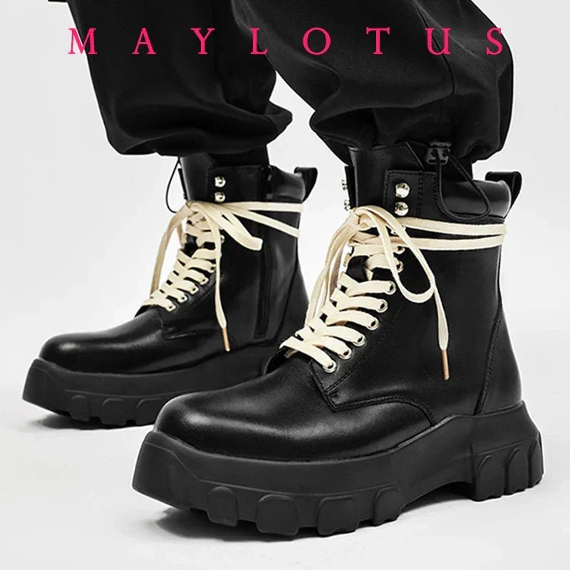 Cross Strap High - Top Boots for Men Side Zippers Outdoor Booties Male Shoes Unisex Luxury Handmade Novelty Shoes New in Boots s - 𝐃𝐔𝐕𝐋𝐀𝐒𝐇𝐎𝐏