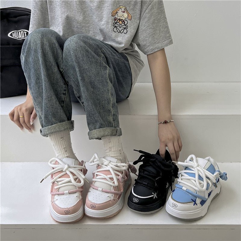 Cute Harajuku Sneakers Women's Running Shoes blue Thick Platform Sneakers students Outdoor Casual pink Vulcanized Shoes - 𝐝𝐮𝐯𝐥𝐚𝐬𝐡𝐨𝐩.𝐜𝐨𝐦