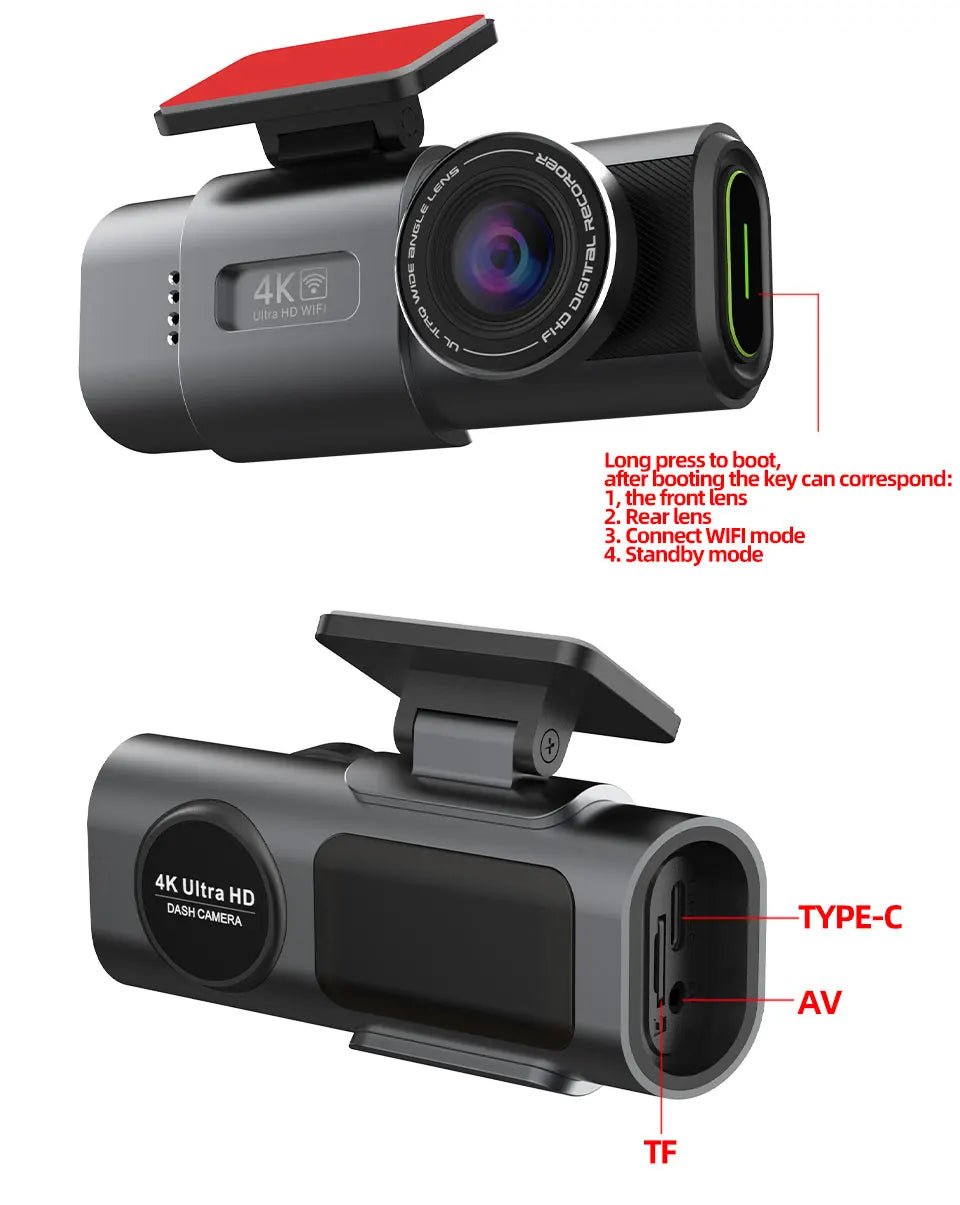 Dash Cam 4K UHD Recording Car Camera DVR Night Vision Video Recorder Built - In Wi - Fi Support GPS 24H Parking - 𝐝𝐮𝐯𝐥𝐚𝐬𝐡𝐨𝐩.𝐜𝐨𝐦