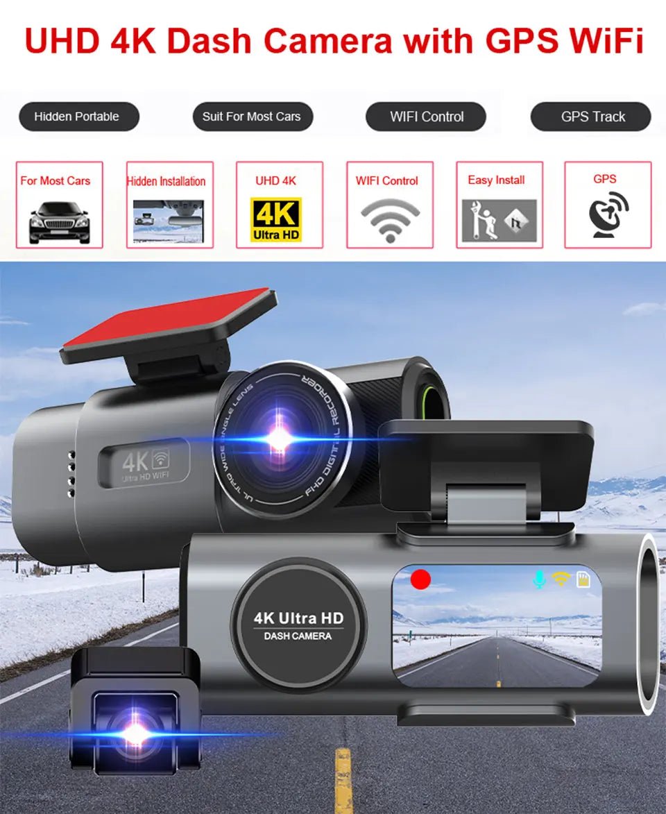 Dash Cam 4K UHD Recording Car Camera DVR Night Vision Video Recorder Built - In Wi - Fi Support GPS 24H Parking - 𝐝𝐮𝐯𝐥𝐚𝐬𝐡𝐨𝐩.𝐜𝐨𝐦