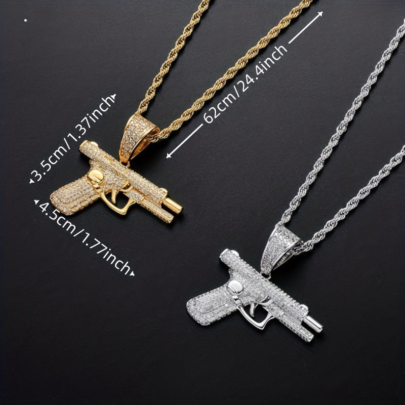 1 buc hip-hop trend zircon pistol pandantiv colier pentru bărbați și femei stradă rap bijuterii accesorii