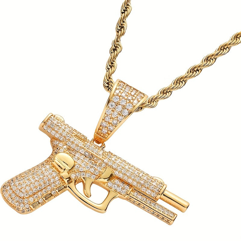 1 buc hip-hop trend zircon pistol pandantiv colier pentru bărbați și femei stradă rap bijuterii accesorii