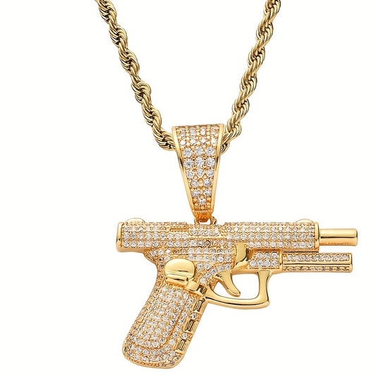 1 buc hip-hop trend zircon pistol pandantiv colier pentru bărbați și femei stradă rap bijuterii accesorii
