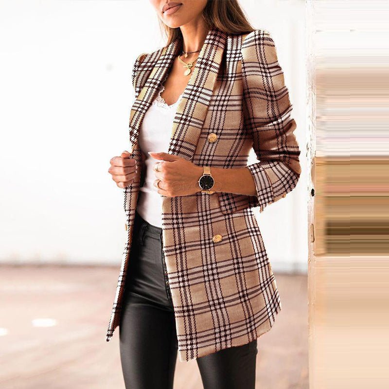 Elegant Fitted Long Sleeve Blazer Jacket for Women with Turn - Down Collar and Floral Pattern, Short Style - 𝐃𝐔𝐕𝐋𝐀𝐒𝐇𝐎𝐏