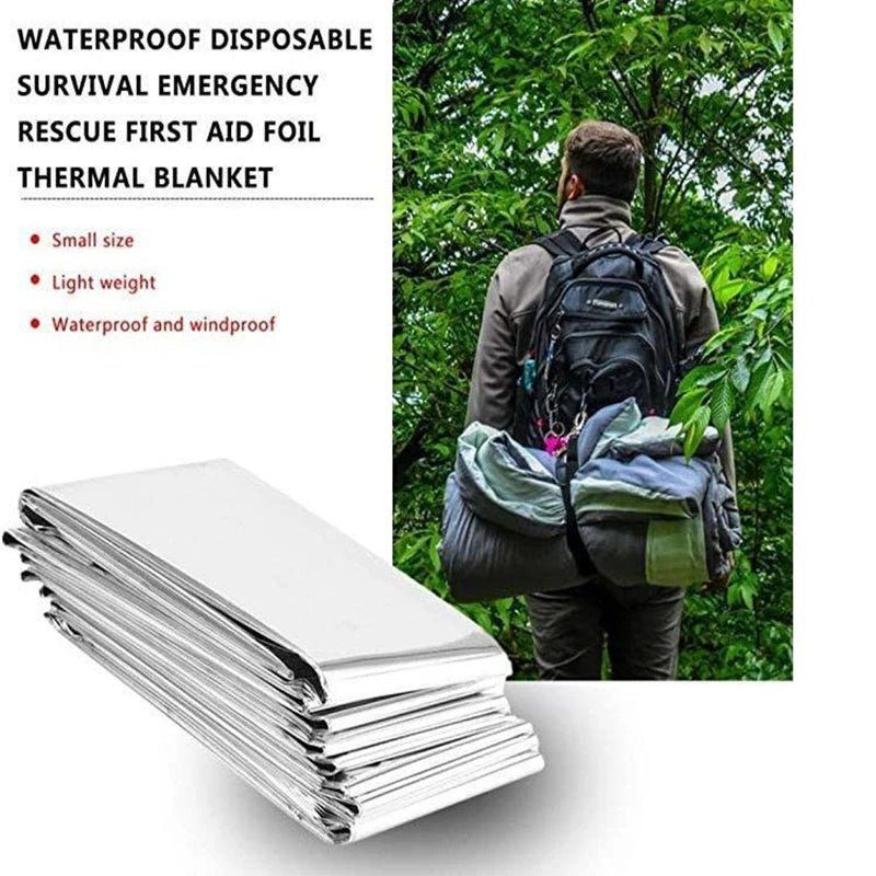 Emergent Blanket Mylar Thermal Outdoor Survive First Aid Kit Rescue Space Foil Camp Hike Mountaineer Bug Out Bag Heat Retain - 𝐝𝐮𝐯𝐥𝐚𝐬𝐡𝐨𝐩.𝐜𝐨𝐦
