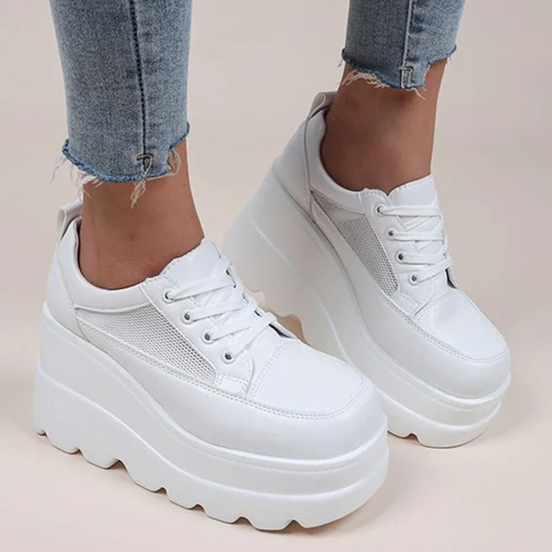 Fashion Black White Chunky Sneakers Gothic Platform Wedge Shoes for Woman 2025 Thick Bottom Mesh Breathable Sneakers Plus Size - 𝐃𝐔𝐕𝐋𝐀𝐒𝐇𝐎𝐏