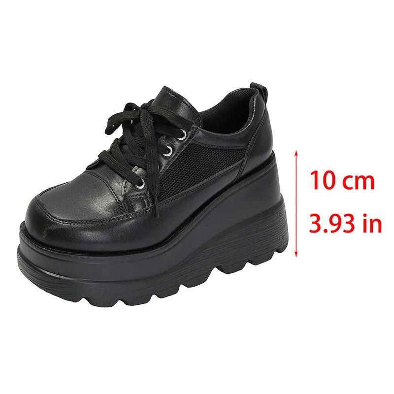 Fashion Black White Chunky Sneakers Gothic Platform Wedge Shoes for Woman 2025 Thick Bottom Mesh Breathable Sneakers Plus Size - 𝐃𝐔𝐕𝐋𝐀𝐒𝐇𝐎𝐏