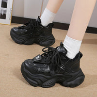Fashion Chunky Platform Sneakers for Women 2026 Shiny Crystals Thick Bottom Dad Shoes Woman Lace Up Black White Vulcanizd Shoes - 𝐃𝐔𝐕𝐋𝐀𝐒𝐇𝐎𝐏