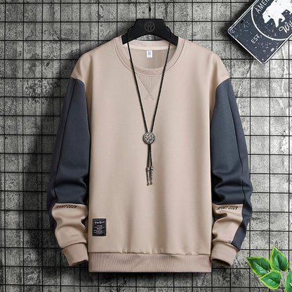 Fashion Patchwork Men Sweatshirt Autumn New Street Trend Hoodie Mens Casual Loose Pullover Korean Long Sleeved Top M - 5XL - 𝐃𝐔𝐕𝐋𝐀𝐒𝐇𝐎𝐏