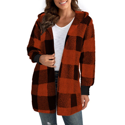 Fashionable Style Loose Plaid Color - Blocked Knitted Cardigan Women's Sweater - 𝐝𝐮𝐯𝐥𝐚𝐬𝐡𝐨𝐩.𝐜𝐨𝐦