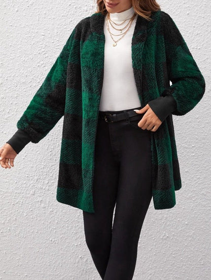 Fashionable Style Loose Plaid Color - Blocked Knitted Cardigan Women's Sweater - 𝐝𝐮𝐯𝐥𝐚𝐬𝐡𝐨𝐩.𝐜𝐨𝐦