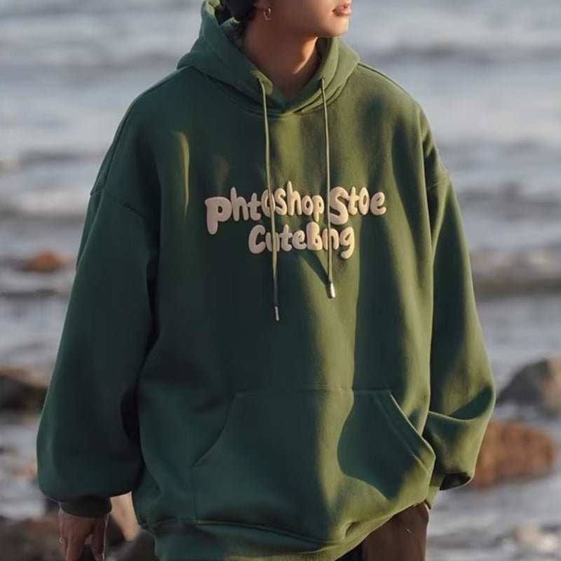 Fleece - lined Hooded Sweatshirt Men's Loose Top Couple Jacket Unisex Fashion - 𝐝𝐮𝐯𝐥𝐚𝐬𝐡𝐨𝐩.𝐜𝐨𝐦