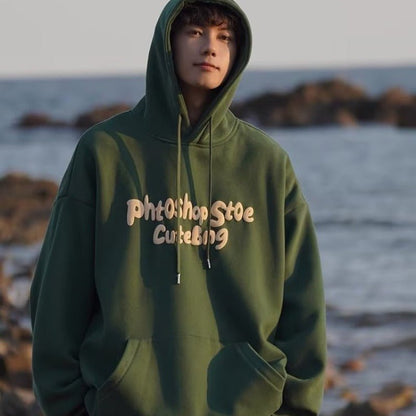 Fleece - lined Hooded Sweatshirt Men's Loose Top Couple Jacket Unisex Fashion - 𝐝𝐮𝐯𝐥𝐚𝐬𝐡𝐨𝐩.𝐜𝐨𝐦