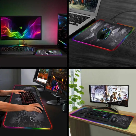 Gaming Mouse Pad Computer Mousepad Large Mouse Pad Gamer RGB World Map Big Mouse Carpet PC Desk RGB Mat - 𝐃𝐔𝐕𝐋𝐀𝐒𝐇𝐎𝐏