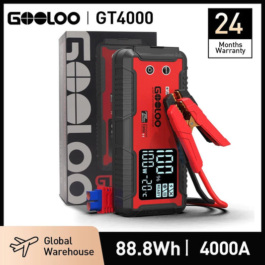 GOOLOO 12V Car Jump Starter 4000A Car Battery Starter 24000mAh Portable Power Bank Booster Auto Starting Device Emergency Start - 𝐝𝐮𝐯𝐥𝐚𝐬𝐡𝐨𝐩.𝐜𝐨𝐦
