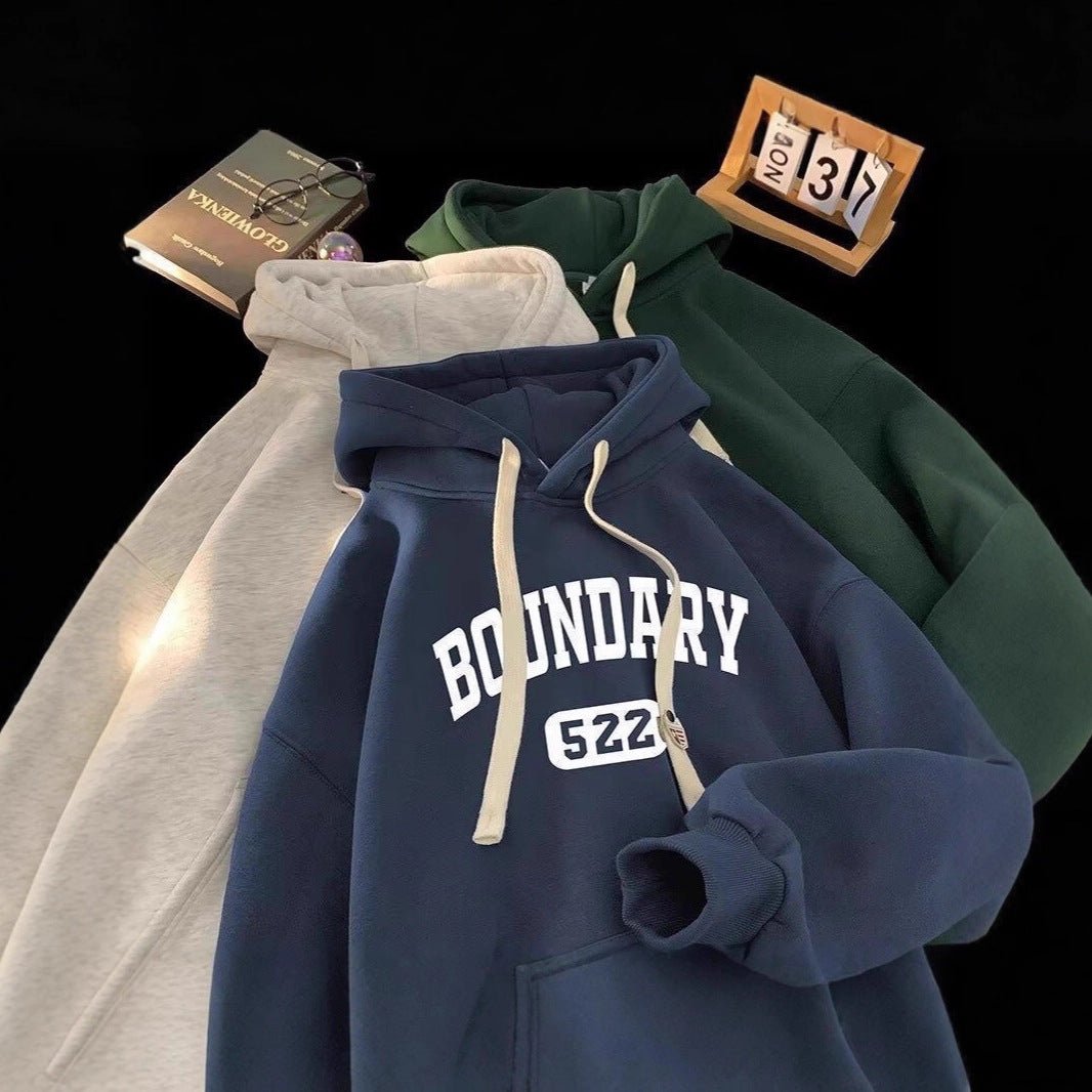 Heavyweight Hooded Fleece Sweatshirt Men American Style Outerwear INS Style Loose Trendy Brand Plus Size Top Clothing - 𝐝𝐮𝐯𝐥𝐚𝐬𝐡𝐨𝐩.𝐜𝐨𝐦