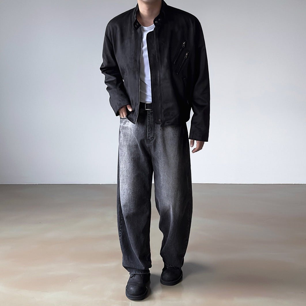 High - end Washed Denim Pants Men Autumn Loose Casual Straight Leg Pants Vintage Wide Leg Pants - 𝐝𝐮𝐯𝐥𝐚𝐬𝐡𝐨𝐩.𝐜𝐨𝐦
