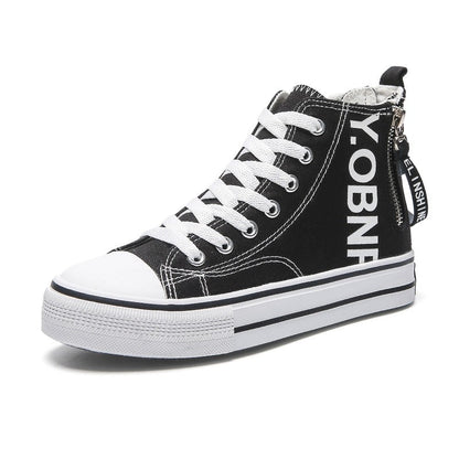 High top canvas shoes, women's versatile white board shoes, children's ins trendy side zipper women's shoes - 𝐝𝐮𝐯𝐥𝐚𝐬𝐡𝐨𝐩.𝐜𝐨𝐦