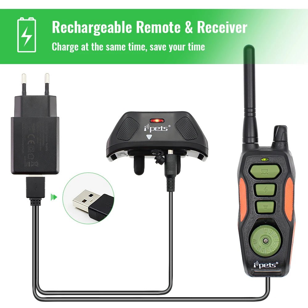 Ipets 618 - 1 New arrival! Dog shock collar bright color Remote 800M Waterproof and Rechargeable electric collar for dogs - 𝐝𝐮𝐯𝐥𝐚𝐬𝐡𝐨𝐩.𝐜𝐨𝐦